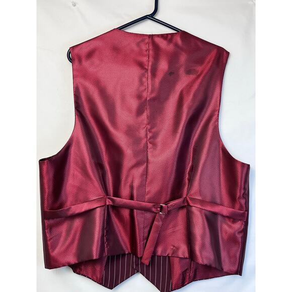 Vinci Men's Size 48L/43L Red/White 3 Piece Suit Vest, Jacket, and Pants - Picture 8 of 16